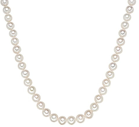 Valero Pearls Damen Perlenhalskette Hochwertige Süßwasser-Zuchtperlen 10-11 mm Rund weiß 925 Sterling Silber - Perlenkette Halskette echte Perlen