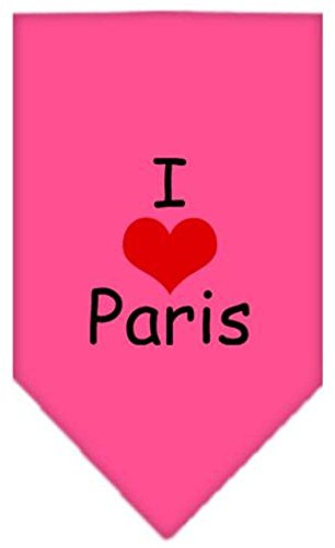 Mirage Pet Products I Heart Paris Screen Print Bandana for Pets, Large, Bright Pink