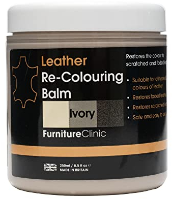 Furniture Clinic – Leder farbauffrishungs Balsam bei Kratzern Abschürfung Ausbleichung für Sofa, Autositze, Schuhe und Kleidung – 16 Farben - 250ml - Elfenbein