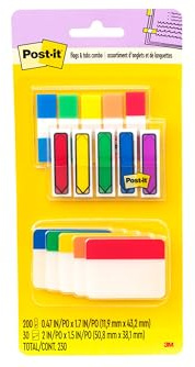 Post-it® Flags and Tabs, 200 .47 in. x 1.7 in. Flags, 30 2 in. x 1.5 in. Tabs, Total 230