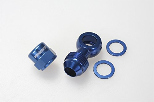 Autobahn88 Banjo-Adapter aus eloxiertem Aluminium – M12 12 mm Banjo auf AN8-Stecker-Flare-Adapter-Kit mit Unterlegscheibe und Kappe, für Bosch 044-Kraftstoffpumpe (Blau)