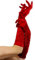 krautwear® Damen Handschuhe Spitze Ellenbogen Lang Abendhandschuhe Gerafft Braut Kurz Satin Schleife (Rot-068)