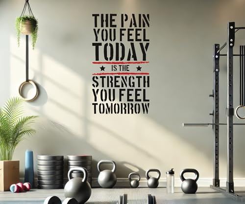 Pain Today Strength Tomorrow Gym Motivational Wall Decal Quote. Large: 57cm/22'' wide by 100cm/39'' high
