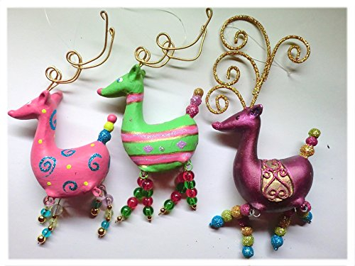 Christbaumschmuck Retro Rentier 3er Pack