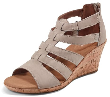 Rockport Damen Briah Gladiator Keilsandale, Nubukleder in Taupe, 39.5 EU Weit
