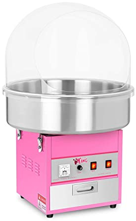 Royal Catering RCZK-1200E Zuckerwattemaschine Cotton Candy Machine mit Abdeckhaube Spuckschutz (Ø 52 cm, 1.200 W, 1 Einheit / 60 s, inkl. Zubehör) Pink