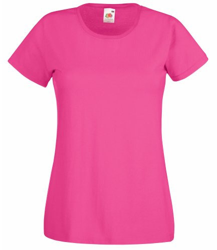 Camiseta de Fruit of the Loom para mujer, ajustada, de distintos colores, de algodón, manga corta Rosa fucsia X-Large