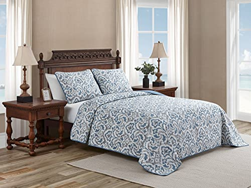 Tommy Bahama - Queen Quilt Set, Reversible Cotton Bedding with Matching Sham, Super Soft Bedding Set (Cape Verde Smoke, Queen)