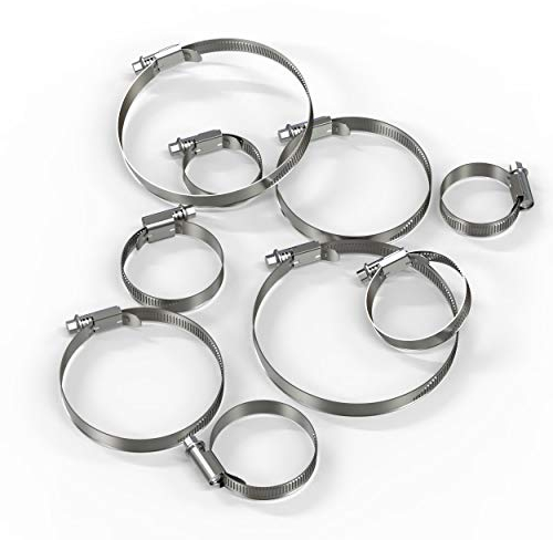AUPROTEC 4x Schlauchschellen Edelstahl 40-60 mm mit Schneckengewinde DIN 3017 W2 Auswahl von 8mm - 180mm ChromNickel-Stahl 1.4301 V2A Industriequalität Bandbreite 9mm Kreuzschlitz SW7