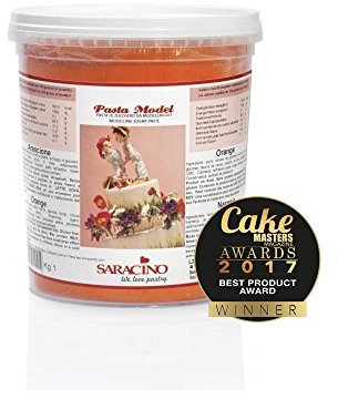Saracino Pâte à Sucre Model Orange à Modeler de 1 kg Sans Gluten Made In Italy