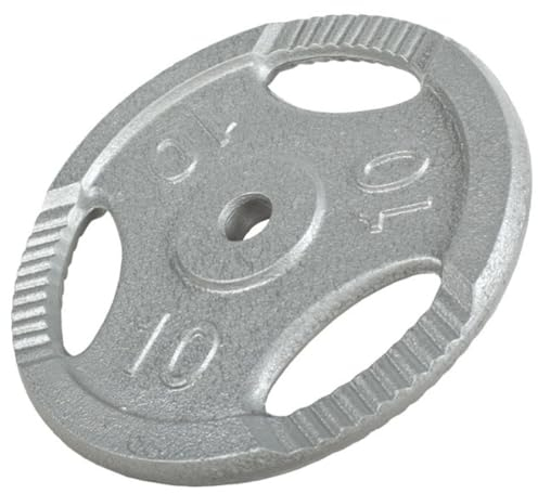 GORILLA SPORTS® Hantelscheiben - Einzeln/Set, 0,5kg, 1,25kg, 2kg, 2,5kg, 5kg, 10kg, 15kg, 20kg, 27,5kg, 30kg Gewichte, Tri-Grip, 30mm, Gusseisen, Silber/Schwarz - Gewichtsscheiben, Hanteln Set