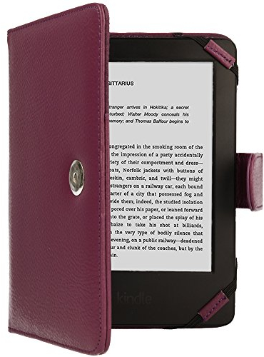 Purple Kindle Leather Case / Cover With Magnetic Clasp for NEW Amazon Kindle / 6 inch / 2011 generation / Book Style - Hi-TEC ESSENTIALS