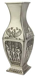 lachineuse - Ägyptische Vase, 18 cm – Stahl, Farbe Silber – Deko-Artikel Ägypten Antike – Anubis, Horus, Isis Flügel, Sphinx – Geschenkidee Souvenir Ägypten