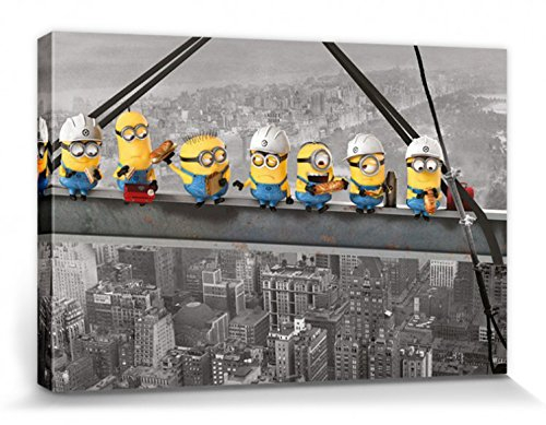 1art1 Ich – Einfach Unverbesserlich Poster Minions Lunch On A Skyscraper Bilder Leinwand-Bild Auf Keilrahmen | XXL-Wandbild Poster Kunstdruck Als Leinwandbild 120x80 cm