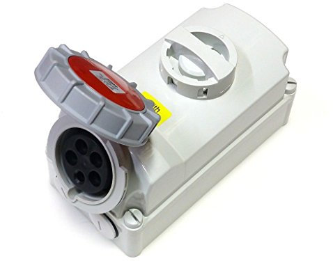 32 Amp avec interrupteur agrafage 5 broches prise 380 V – 415 V étanche IP67 3P + N + E Triple imbriqués connecteur de phase Rouge 32 A