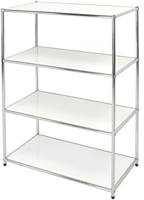 Archimede Bücherregal Easy! Metall, 4 Ablagen, Minimalistisch, 80 cm x 40 cm x 120 cm, Chrom, Stufenes Regal, Wohnzimmer, Schlafzimmer