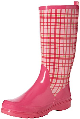 Playshoes Stivali di Gomma Naturale - Plaid, Stivaletti Pioggia Donna, Rosa (Pink 14), 37 EU