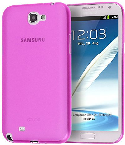 doupi UltraSlim Custodia per Samsung Galaxy Note 2, Satinato fine Piuma Facile Mat Semi Trasparente Cover, Pink