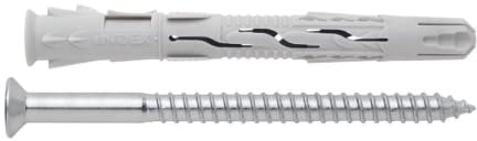 Index Fixing Systems T-NUX A - Lot de 50 chevilles universelles à haut rendement à tête fraisée, revêtement galvanisé en zinc et nylon, TNUXA08100