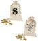 Amakando Geldsack mit Dollarzeichen Bankräuber Sack 30 x 48 cm Geld Stoffsack Räuber Geldbeutel Wild West Bank Beutel Leinensack Geldgeschenk