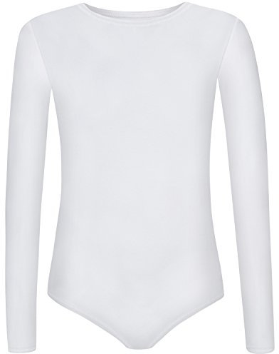 Shepa Mädchen Kinder langarm Gymnastikanzug Ballettanzug 134 weiss
