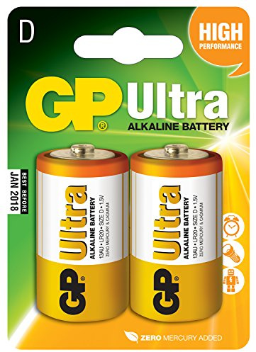 GP AVL176 ULTRA ALKALINE D 1.5V BATTERIES, 2 PACK