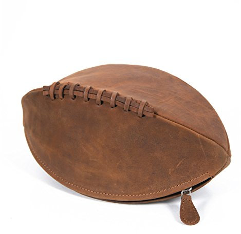 Lakeland Leather Men's Real Leather Rugby Ball Toiletry Bag in Vintage Style in Tan Brown