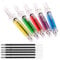 5 Novelty Syringe Pens with Mixed Barrel Colours with 5 Extra Refills Ideal for Nurses, Costumes, Fancy Dress, Halloween