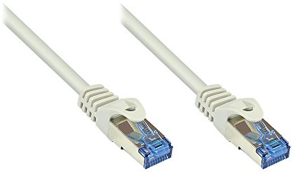 Kabelmeister® Cat.6A Ethernet LAN Patchkabel mit Rastnasenschutz - S/FTP, PiMF, PVC, 500MHz, halogenfrei- 10-Gigabit-fähig - grau, 7,5m