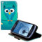 kwmobile Wallet Case kompatibel mit Samsung Galaxy S3 Mini i8190 Hülle - Cover mit Ständer und Kartenfächern - Eule Nacht Blau Türkis