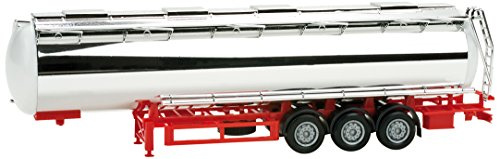 Herpa LKW Modell Lebensmittelchromtankauflieger 60 CBM 3achs, Zugmaschine mit Ladekran und Heckabstützung, Miniatur im Maßstab 1:87, Sammlerstück, Made in Germany, Kunststoff