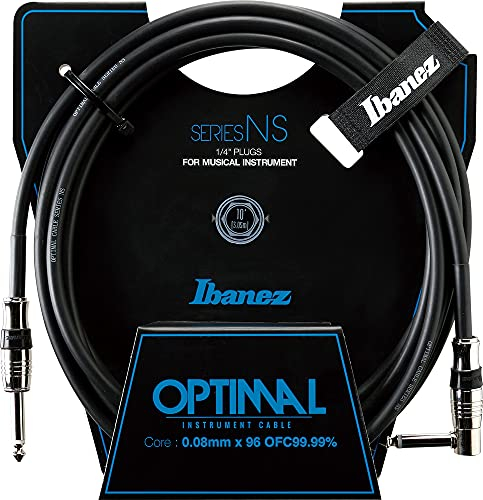 Ibanez Straight and Right Angle Plugs Guitar Instrument Cable, 10 ft