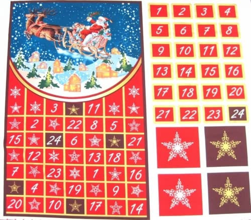 Minerva Crafts Père Noël et Son traîneau de Noël Calendrier de l'Avent Tissu Panneau – par Panneau