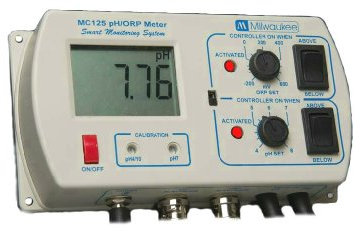 Milwaukee MC125 pH/ORP Controller with Mounting Kit, 0.00 to 14.00 pH, +/-0.2 pH Accuracy