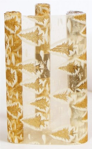 Dekostoff Organza, Tannenbaum, 30x300cm auf Rolle (gold)