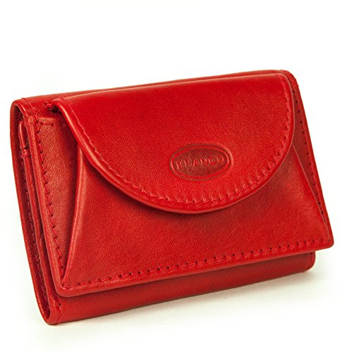 Branco 105, Kleine Geldbörse / Mini Portemonnaie Größe XS aus Leder, für Damen und Herren, Rot