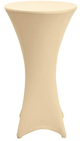 Beautissu Stretch Stehtisch Husse Creme Ø 70-75 cm Stella – Verstärkung im Fußbereich & 40°C waschbar, rutschfest & bügelfreie Husse für Stehtisch & Bistrotisch als Tisch-Überzug