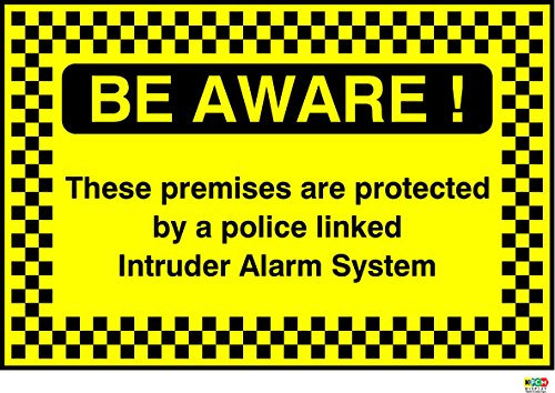 20cmx13.3cm Protected by Police Linked Alarm System (Self Adhesive Sticker Label Sign)