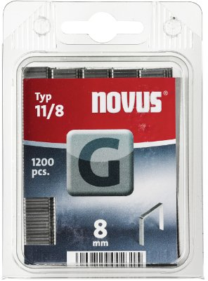 Novus Flachdrahtklammern 8 mm, für Hammertacker, 1200 Klammern vom Typ G 11/8, Heftmittel aus verzinktem Stahldraht