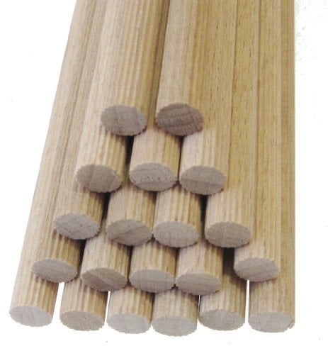 Hagspiel Lot de 20 barres rondes, en bois de hêtre, 40 cm de long, (10 mm rainuré, 20 pièces, 40 cm)