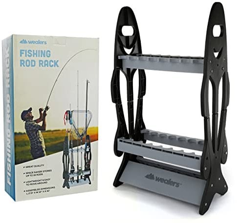 Wealers 16 Rod Storage Rack Holder Fishing Pole Stand Garage Organizer Space Saver, Designed To Holds Any Type of Rod or Hiking Sticks And Will Keep It Steady