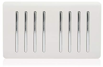 Trendi Artistic Modern Glossy 8 Gang 2 Way Rocker Black Double Plate Tactile Light Switch in White