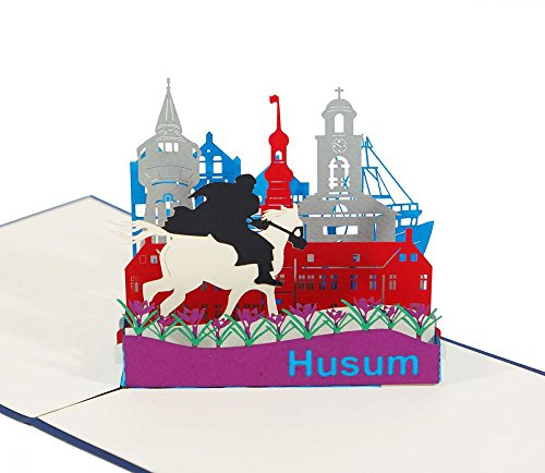 Husum - Klappkarte / 3D Pop-Up Karte - Grußkarte, Glückwunschkarte, Reise-Gutschein, Urlaubskarte, Andenken, Souvenir von der Nordsee