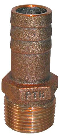 GROCO 3/4 NPT x 3/4 ID Bronze Pipe to Hose Straight Fitting