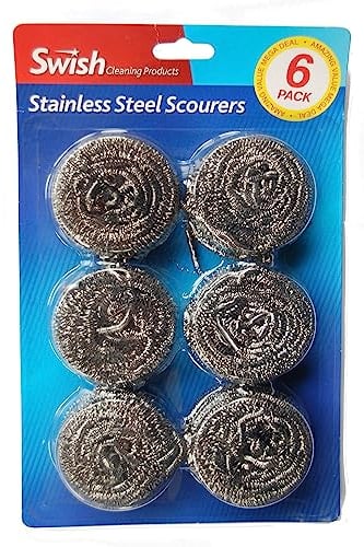Pack of 6 stainless steel scourers