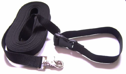 DOGS and MORE - VERLÃ„NGERBARE Schleppleine mit LÃ–SBARER Handschlaufe - Basis 15 Meter (Schwarz; 25 mm breit) / Suchleine/Feldleine