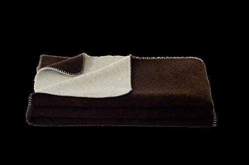 STEINBECK Doubleface-Decke Ökolana aus 100% naturbelassener Schurwolle, in 4 Größen und 3 Farben, Dunkelbraun/Weiß Größe 100x150 cm