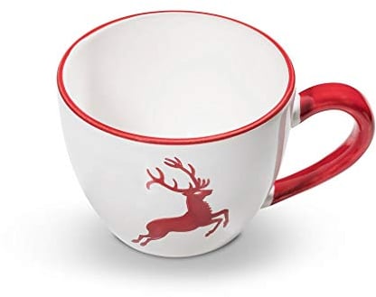 GMUNDNER KERAMIK Teetasse Maxima Füllmenge : 0.4 Liter rubinroter Hirsch Geschirr, handgemacht in Österreich