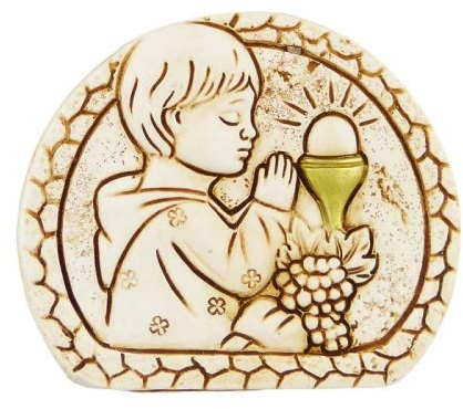 Cake Company Tortendeko Kommunionjunge Stein | Tortendekoration zur Kommunion + Konfirmation | Kuchen und Torten schnell und einfach dekoriert | Größe: 7 x 1,8 x 5,5cm