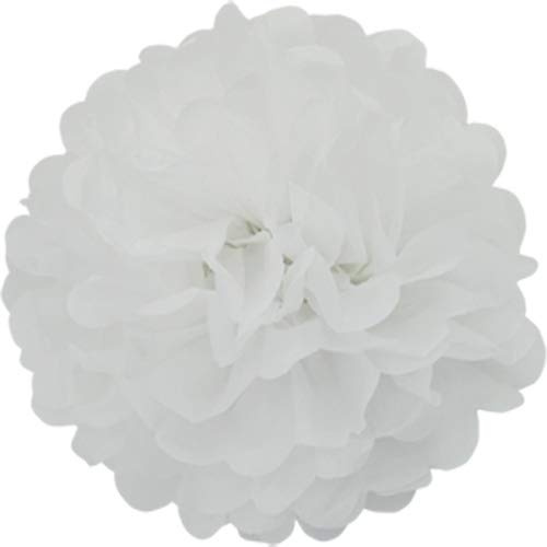 Creativery 1 Papier Pompon 20cm (weiß 029) // Pompom Bommel Papier Kugel Seidenpapier Pompon Blumen Deko Hängedeko Raumdeko